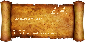 Leimeter Ali névjegykártya
